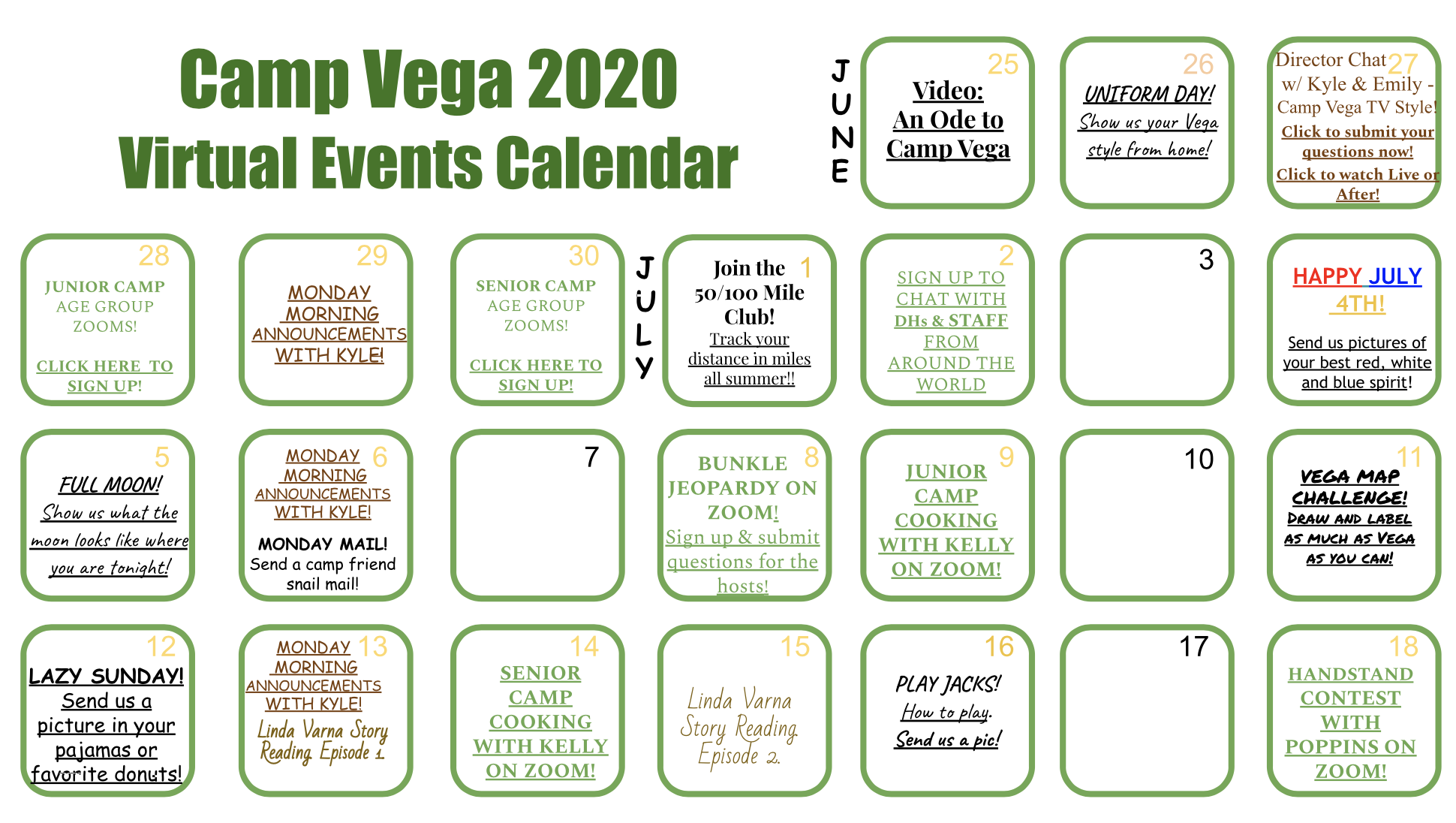 2020 Virtual Calendar Weekly Recap #1